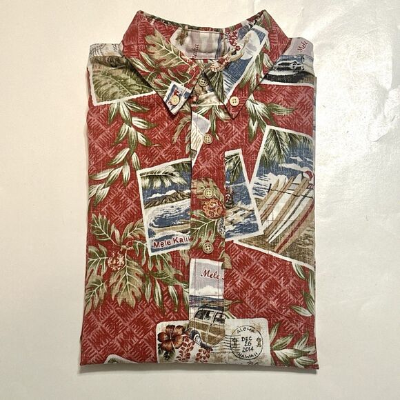 Mele Kalikimaka Reyn Spooner Christmas Hawaiian Boys Shirt Size XL 2014 Pullover - Picture 10 of 11